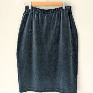 Sonia Rykel Velvet Dark Teal Stretch Pencil Skirt sz L